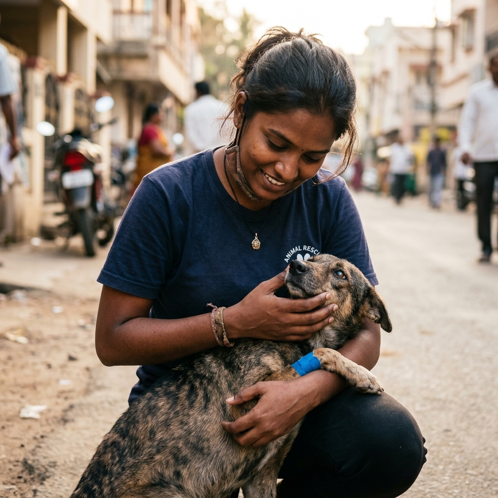 Volunteers caring for street animals