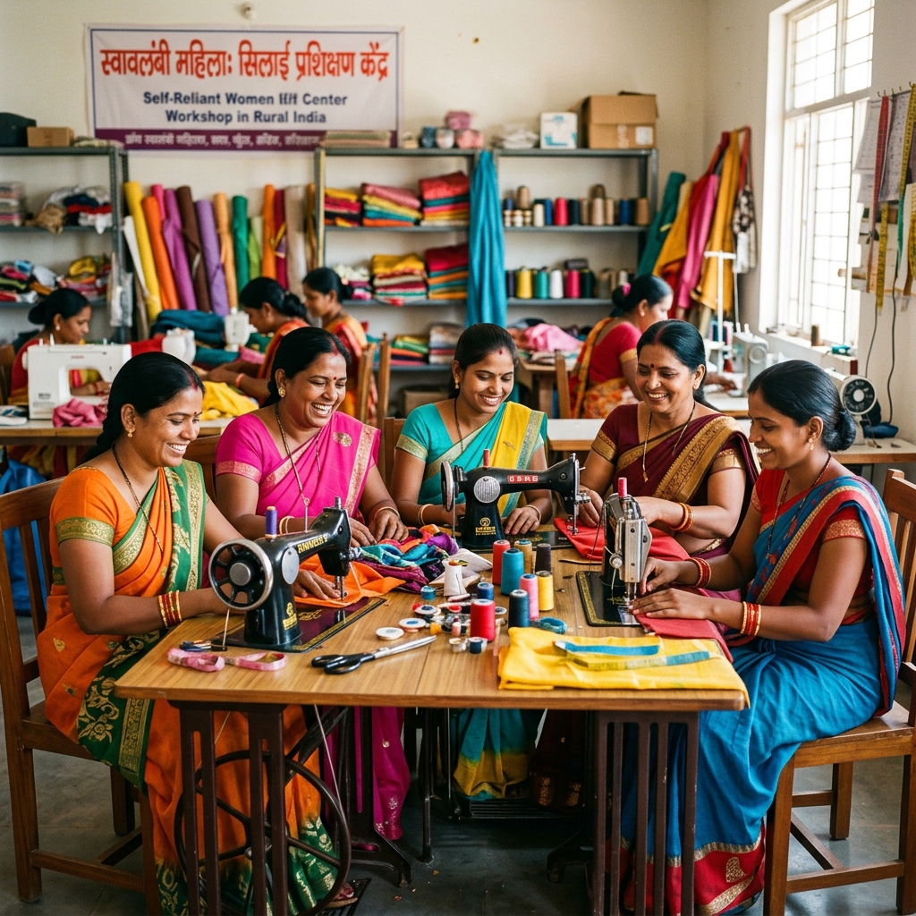 Women learning vocational skills in workshop